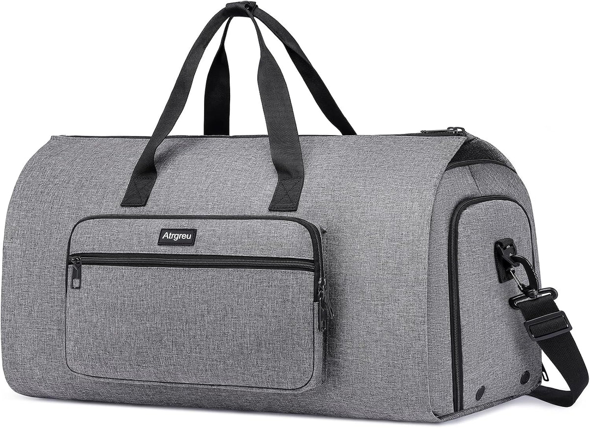 Convertible Duffle Bags for Men, Garment Bag for Travel, Carry on Garment Duffel Bag with Shoe Compartment, 2 in 1 Hanging Dress Suitcase Suit Travel Bags, Black