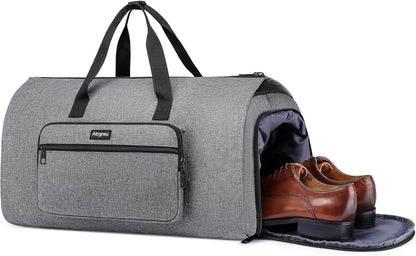 Convertible Duffle Bags for Men, Garment Bag for Travel, Carry on Garment Duffel Bag with Shoe Compartment, 2 in 1 Hanging Dress Suitcase Suit Travel Bags, Black