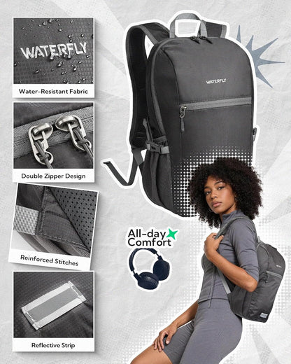 Small Packable Travel Backpack: 10L Ultra-Light Daypack for Adults | 9.2 oz,Water-Resistant Nylon,Breathable Mesh Straps,Reflective Strips,Emergency Whistle,Multi-Pockets,Hiking,Cycling,Commute