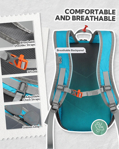 Small Packable Travel Backpack: 10L Ultra-Light Daypack for Adults | 9.2 oz,Water-Resistant Nylon,Breathable Mesh Straps,Reflective Strips,Emergency Whistle,Multi-Pockets,Hiking,Cycling,Commute