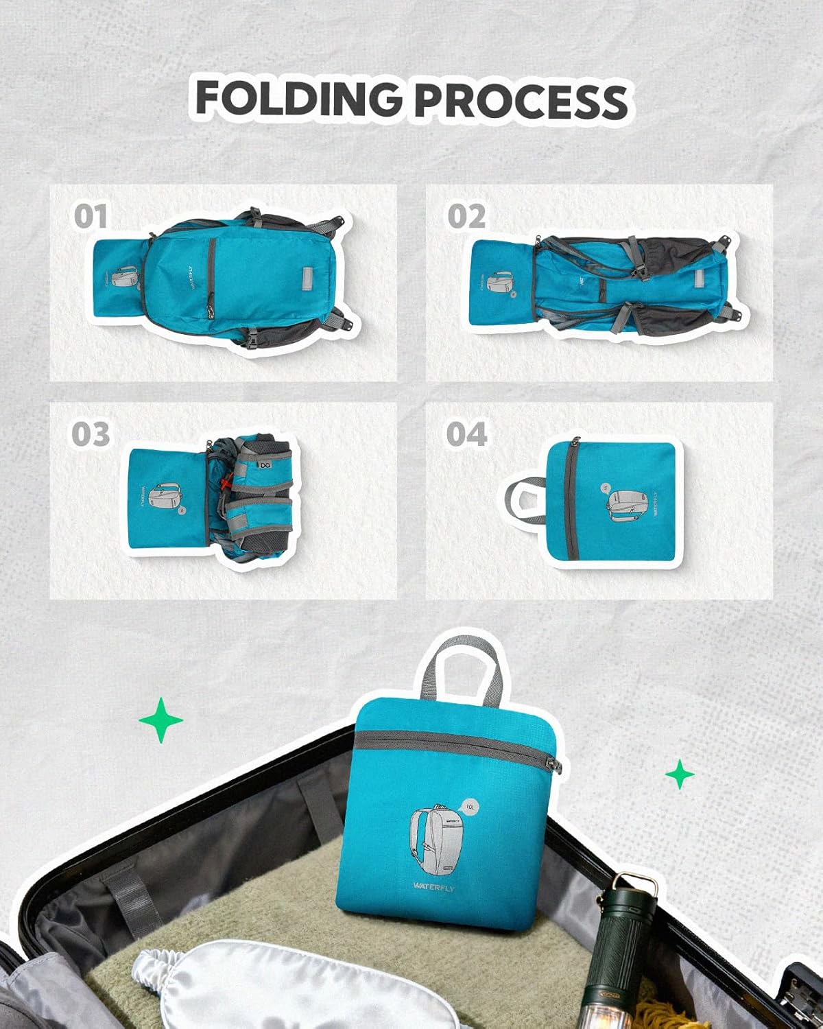 Small Packable Travel Backpack: 10L Ultra-Light Daypack for Adults | 9.2 oz,Water-Resistant Nylon,Breathable Mesh Straps,Reflective Strips,Emergency Whistle,Multi-Pockets,Hiking,Cycling,Commute