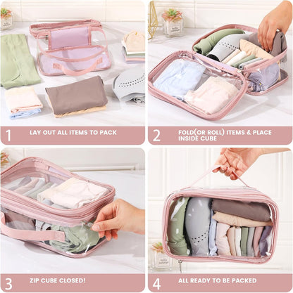 Large Clear travel bags for toiletries pouches carry on reusable,purse see-through plastic pvc TSA airport approved with handle (Black)