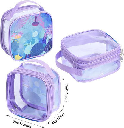 Large Clear travel bags for toiletries pouches carry on reusable,purse see-through plastic pvc TSA airport approved with handle (Black)