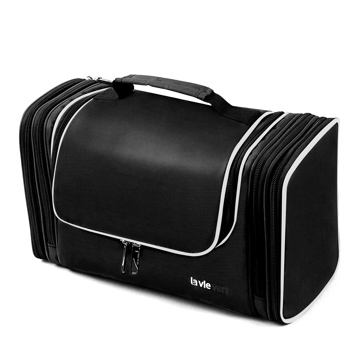 Toiletry Bag/Makeup Organizer/Cosmetic Bag/Portable Travel Kit Organizer/Household Storage Pack/Bathroom Storage with Hanging for Business, Vacation, Household - Black