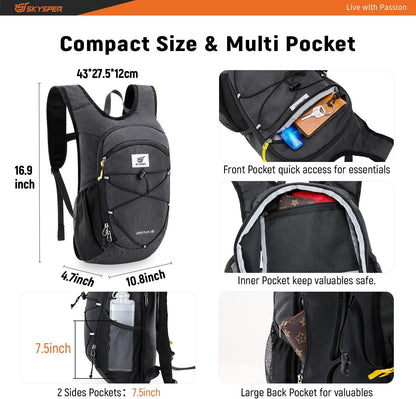 15L/20L Foldable Hiking Backpack Lightweight Packable Travel Daypack with Chest Strap Small Folding Pack for Walking