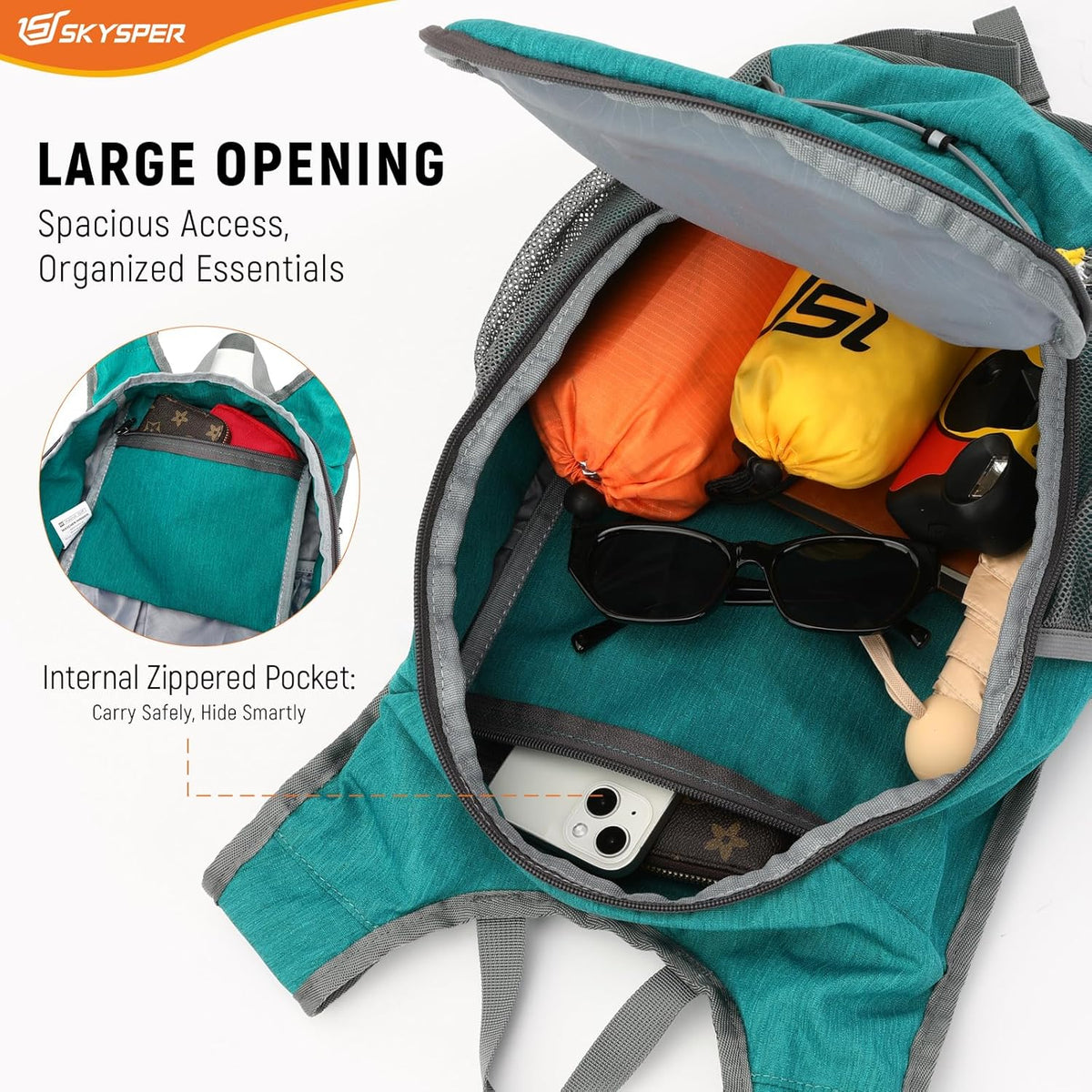 15L/20L Foldable Hiking Backpack Lightweight Packable Travel Daypack with Chest Strap Small Folding Pack for Walking