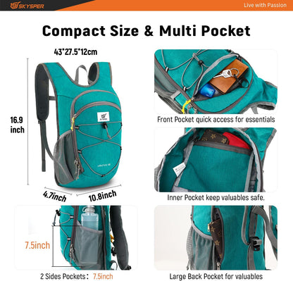 15L/20L Foldable Hiking Backpack Lightweight Packable Travel Daypack with Chest Strap Small Folding Pack for Walking