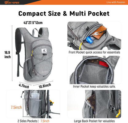 15L/20L Foldable Hiking Backpack Lightweight Packable Travel Daypack with Chest Strap Small Folding Pack for Walking