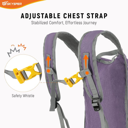15L/20L Foldable Hiking Backpack Lightweight Packable Travel Daypack with Chest Strap Small Folding Pack for Walking