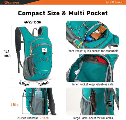 15L/20L Foldable Hiking Backpack Lightweight Packable Travel Daypack with Chest Strap Small Folding Pack for Walking