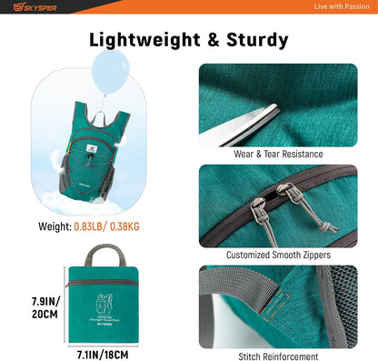 15L/20L Foldable Hiking Backpack Lightweight Packable Travel Daypack with Chest Strap Small Folding Pack for Walking