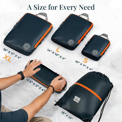 Extra Large Compression Packing Cube 6 Piece Set for Travel and Check Luggage