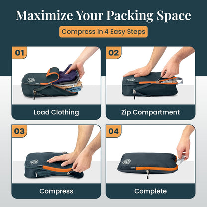 Extra Large Compression Packing Cube 6 Piece Set for Travel and Check Luggage