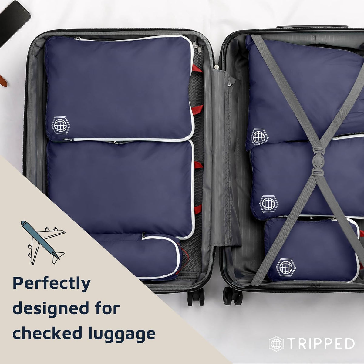 Extra Large Compression Packing Cube 6 Piece Set for Travel and Check Luggage