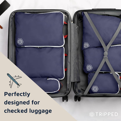 Extra Large Compression Packing Cube 6 Piece Set for Travel and Check Luggage