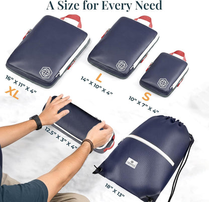 Extra Large Compression Packing Cube 6 Piece Set for Travel and Check Luggage