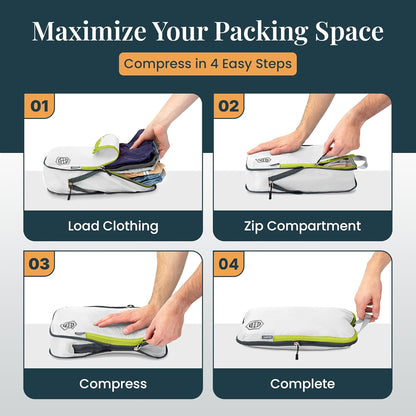 Extra Large Compression Packing Cube 6 Piece Set for Travel and Check Luggage
