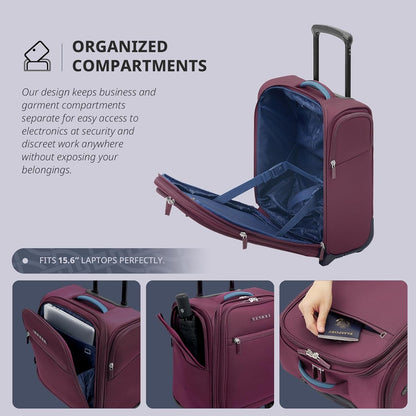 Carry On Underseat Luggage with 2 Wheels & USB Port, 16 Inch Wheeled Spinner Bag Carry-on Luggages for Airlines, Lightweight Suitcase Men Women, Pilots and Crew (Upgrade-16-Inch)