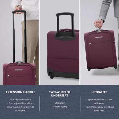 Carry On Underseat Luggage with 2 Wheels & USB Port, 16 Inch Wheeled Spinner Bag Carry-on Luggages for Airlines, Lightweight Suitcase Men Women, Pilots and Crew (Upgrade-16-Inch)