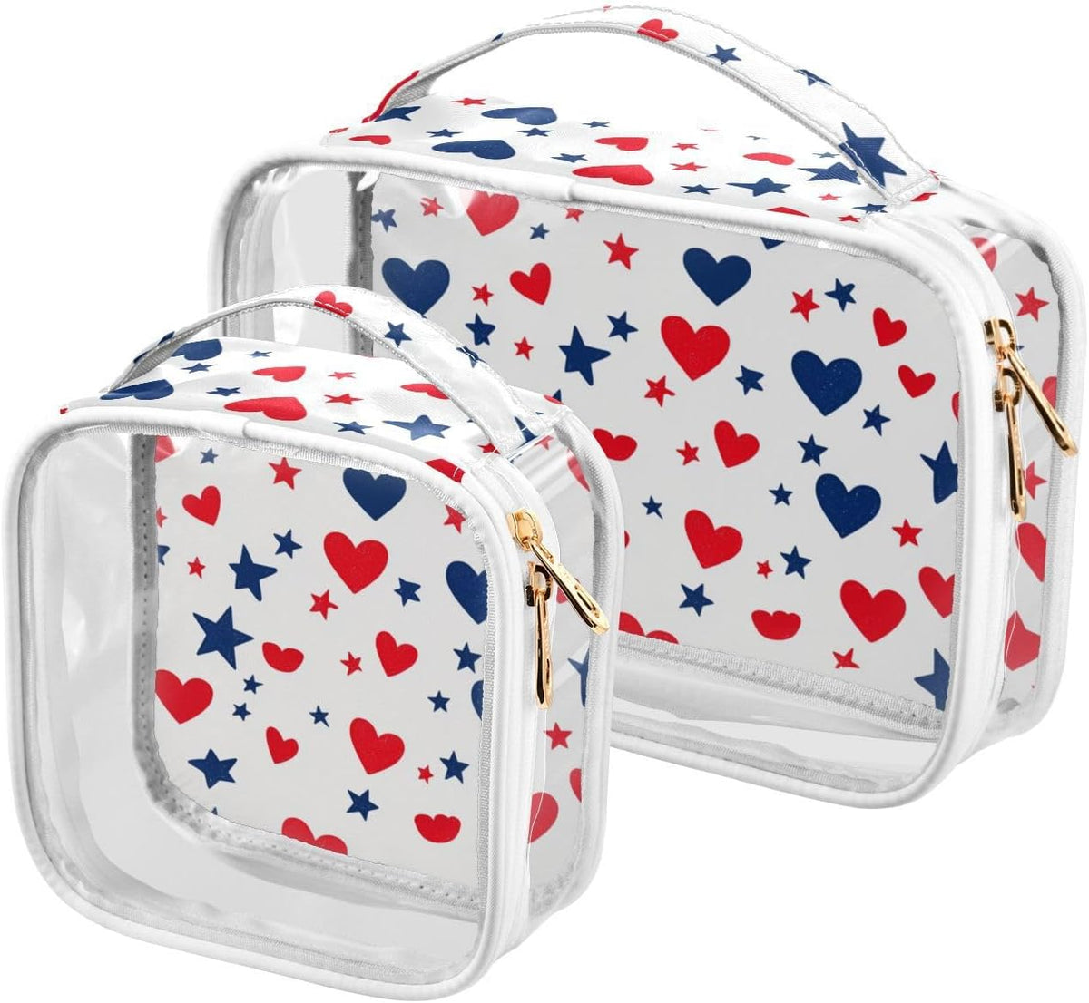 Clear Makeup Bag Approved Clear Travel Toiletry Bag with Zipper Waterproof Organizer Bags Transparent Cosmetic Pouch Traveling 2Pack Tile Color - Colors A