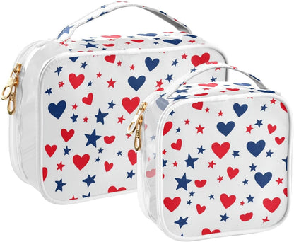 Clear Makeup Bag Approved Clear Travel Toiletry Bag with Zipper Waterproof Organizer Bags Transparent Cosmetic Pouch Traveling 2Pack Tile Color - Colors A