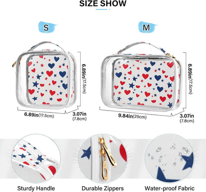 Clear Makeup Bag Approved Clear Travel Toiletry Bag with Zipper Waterproof Organizer Bags Transparent Cosmetic Pouch Traveling 2Pack Tile Color - Colors A