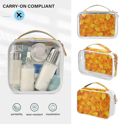 Clear Makeup Bag Approved Clear Travel Toiletry Bag with Zipper Waterproof Organizer Bags Transparent Cosmetic Pouch Traveling 2Pack Tile Color - Colors A
