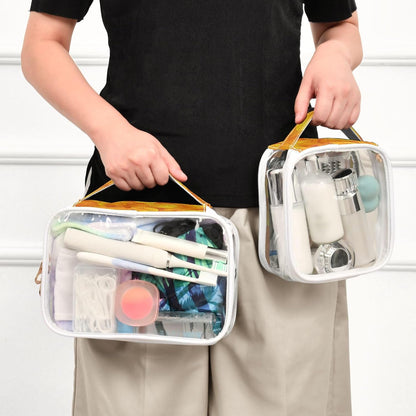 Clear Makeup Bag Approved Clear Travel Toiletry Bag with Zipper Waterproof Organizer Bags Transparent Cosmetic Pouch Traveling 2Pack Tile Color - Colors A