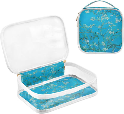 Clear Makeup Bag Approved Clear Travel Toiletry Bag with Zipper Waterproof Organizer Bags Transparent Cosmetic Pouch Traveling 2Pack Tile Color - Colors A