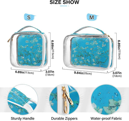 Clear Makeup Bag Approved Clear Travel Toiletry Bag with Zipper Waterproof Organizer Bags Transparent Cosmetic Pouch Traveling 2Pack Tile Color - Colors A