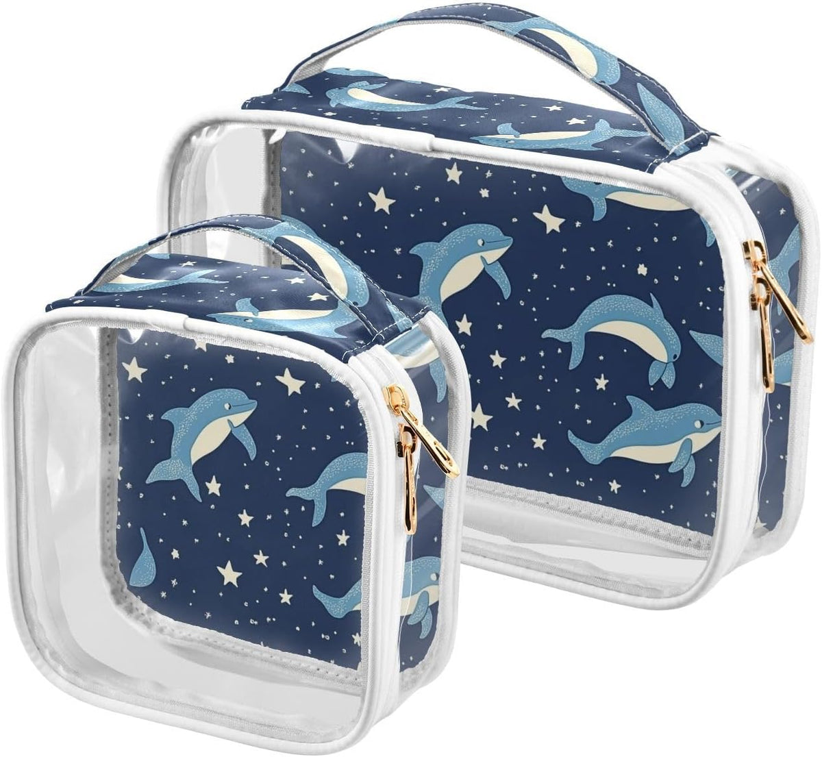 Clear Makeup Bag Approved Clear Travel Toiletry Bag with Zipper Waterproof Organizer Bags Transparent Cosmetic Pouch Traveling 2Pack Tile Color - Colors A