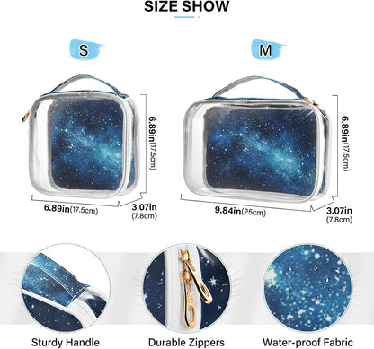 Clear Makeup Bag Approved Clear Travel Toiletry Bag with Zipper Waterproof Organizer Bags Transparent Cosmetic Pouch Traveling 2Pack Tile Color - Colors A