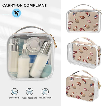 Clear Makeup Bag Approved Clear Travel Toiletry Bag with Zipper Waterproof Organizer Bags Transparent Cosmetic Pouch Traveling 2Pack Tile Color - Colors A