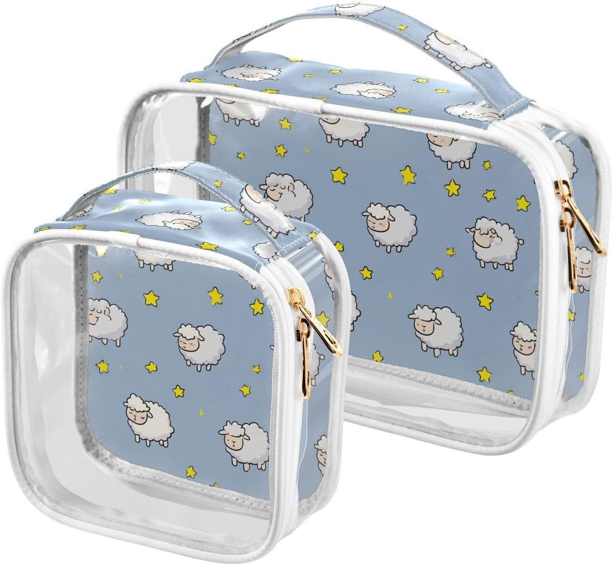 Clear Makeup Bag Approved Clear Travel Toiletry Bag with Zipper Waterproof Organizer Bags Transparent Cosmetic Pouch Traveling 2Pack Tile Color - Colors A