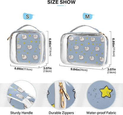 Clear Makeup Bag Approved Clear Travel Toiletry Bag with Zipper Waterproof Organizer Bags Transparent Cosmetic Pouch Traveling 2Pack Tile Color - Colors A