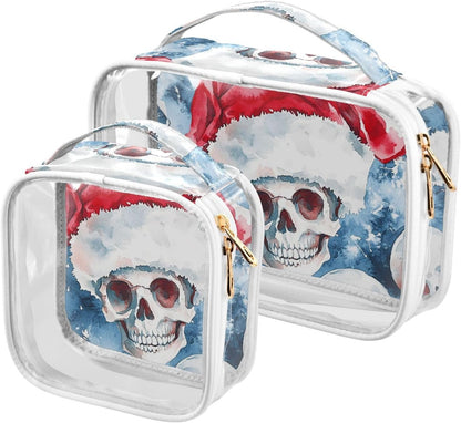 Clear Makeup Bag Approved Clear Travel Toiletry Bag with Zipper Waterproof Organizer Bags Transparent Cosmetic Pouch Traveling 2Pack Tile Color - Colors A