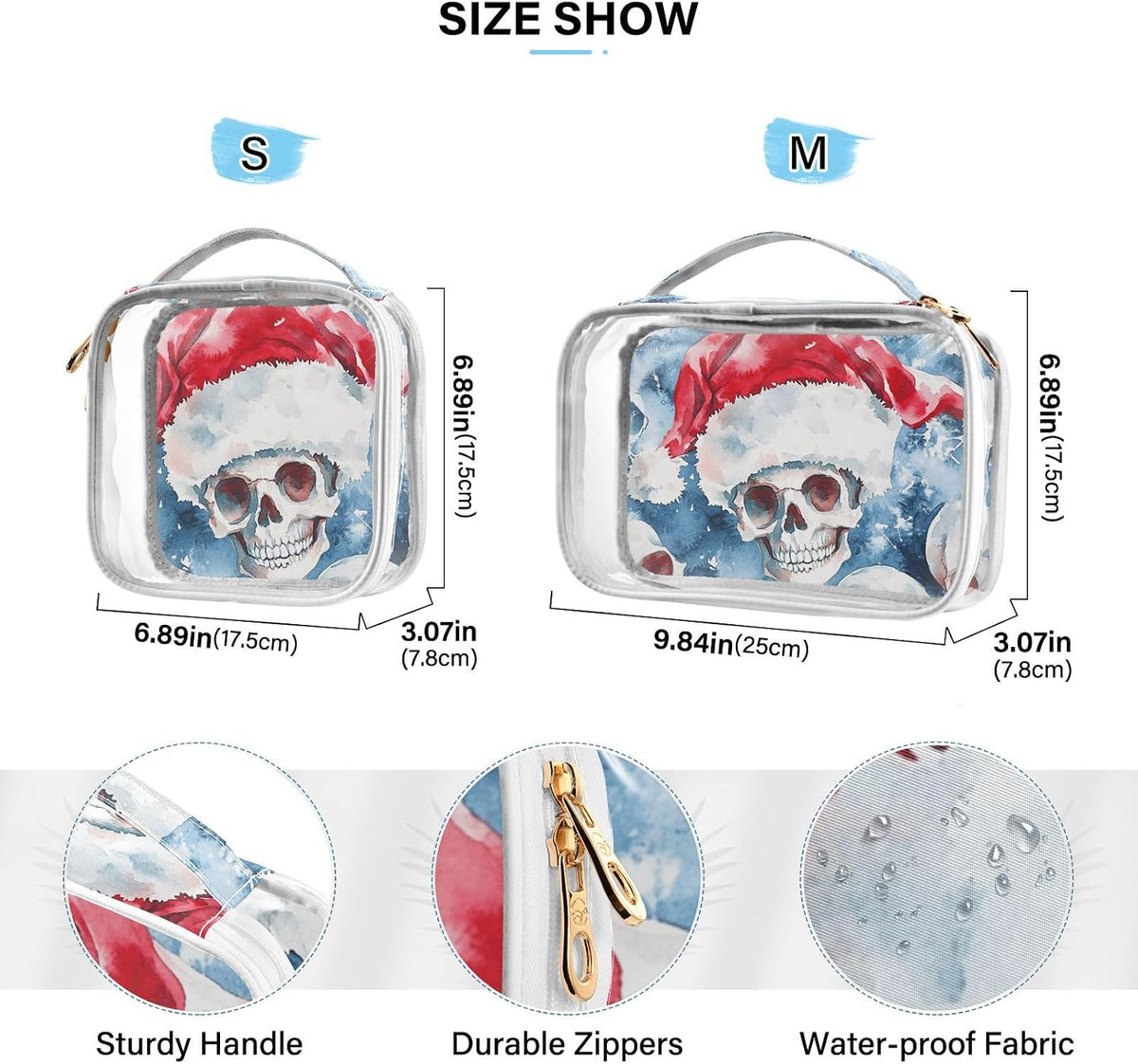 Clear Makeup Bag Approved Clear Travel Toiletry Bag with Zipper Waterproof Organizer Bags Transparent Cosmetic Pouch Traveling 2Pack Tile Color - Colors A