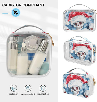 Clear Makeup Bag Approved Clear Travel Toiletry Bag with Zipper Waterproof Organizer Bags Transparent Cosmetic Pouch Traveling 2Pack Tile Color - Colors A