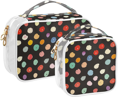 Clear Makeup Bag Approved Clear Travel Toiletry Bag with Zipper Waterproof Organizer Bags Transparent Cosmetic Pouch Traveling 2Pack Tile Color - Colors A
