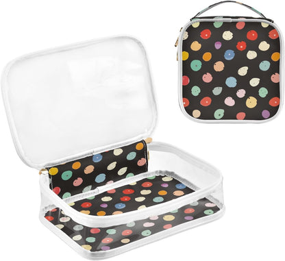 Clear Makeup Bag Approved Clear Travel Toiletry Bag with Zipper Waterproof Organizer Bags Transparent Cosmetic Pouch Traveling 2Pack Tile Color - Colors A