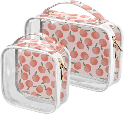 Clear Makeup Bag Approved Clear Travel Toiletry Bag with Zipper Waterproof Organizer Bags Transparent Cosmetic Pouch Traveling 2Pack Tile Color - Colors A