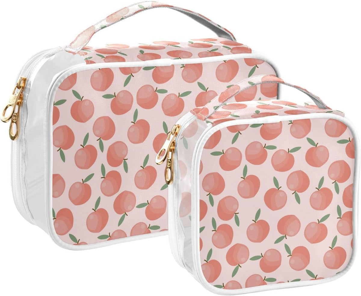 Clear Makeup Bag Approved Clear Travel Toiletry Bag with Zipper Waterproof Organizer Bags Transparent Cosmetic Pouch Traveling 2Pack Tile Color - Colors A