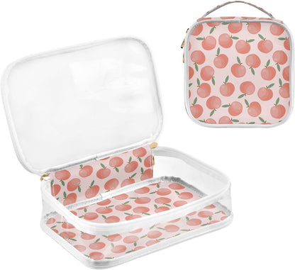 Clear Makeup Bag Approved Clear Travel Toiletry Bag with Zipper Waterproof Organizer Bags Transparent Cosmetic Pouch Traveling 2Pack Tile Color - Colors A
