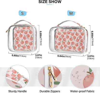 Clear Makeup Bag Approved Clear Travel Toiletry Bag with Zipper Waterproof Organizer Bags Transparent Cosmetic Pouch Traveling 2Pack Tile Color - Colors A