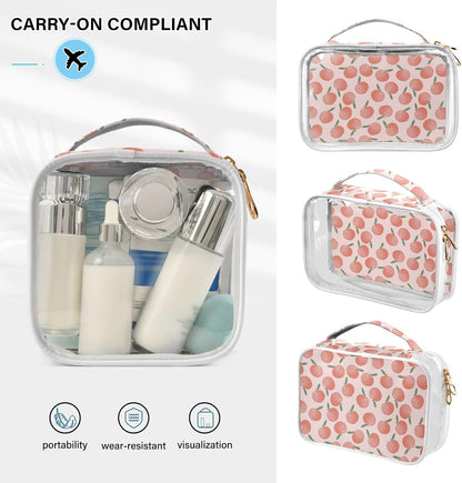 Clear Makeup Bag Approved Clear Travel Toiletry Bag with Zipper Waterproof Organizer Bags Transparent Cosmetic Pouch Traveling 2Pack Tile Color - Colors A