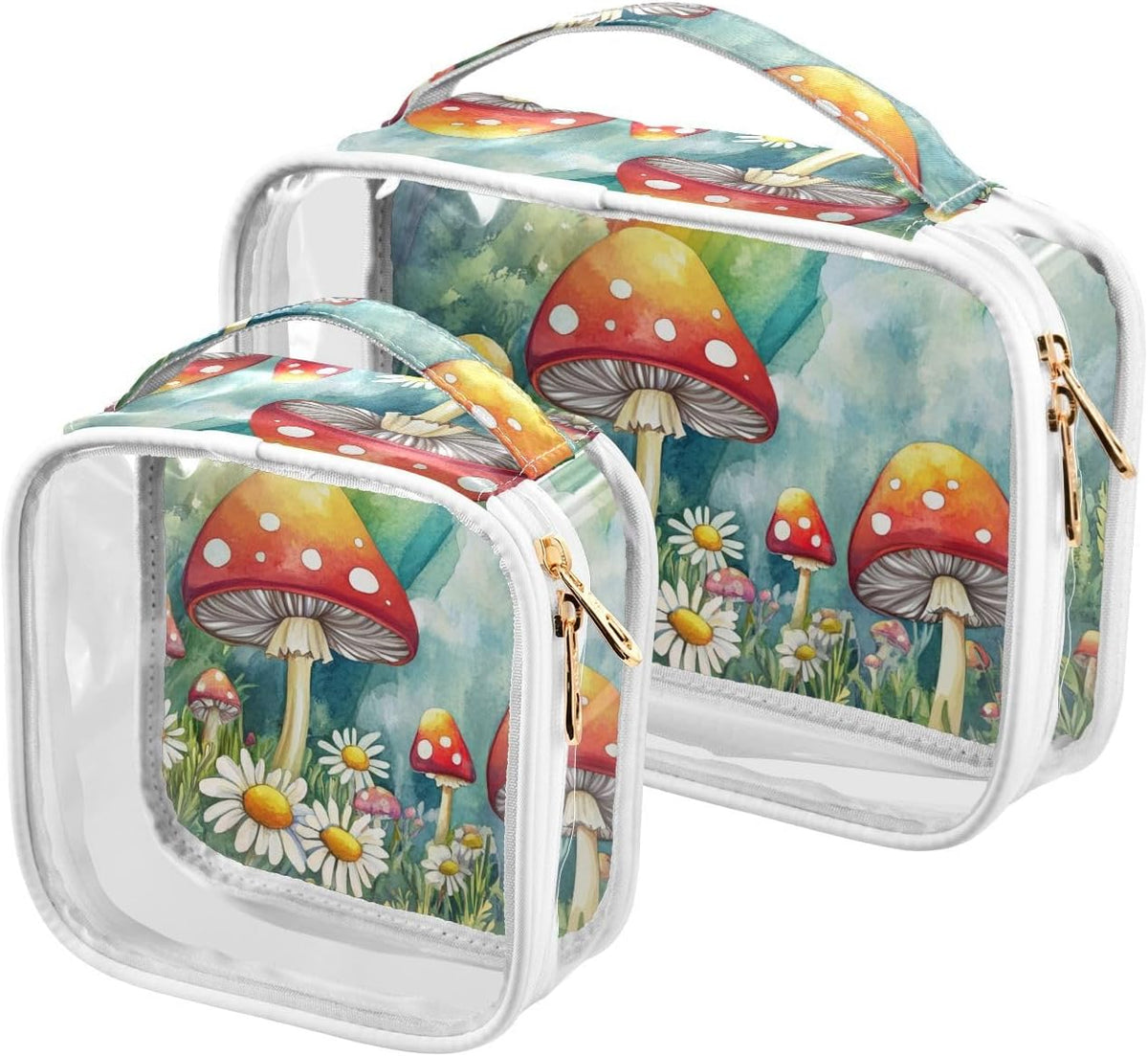 Clear Makeup Bag Approved Clear Travel Toiletry Bag with Zipper Waterproof Organizer Bags Transparent Cosmetic Pouch Traveling 2Pack Tile Color - Colors A