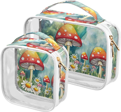 Clear Makeup Bag Approved Clear Travel Toiletry Bag with Zipper Waterproof Organizer Bags Transparent Cosmetic Pouch Traveling 2Pack Tile Color - Colors A
