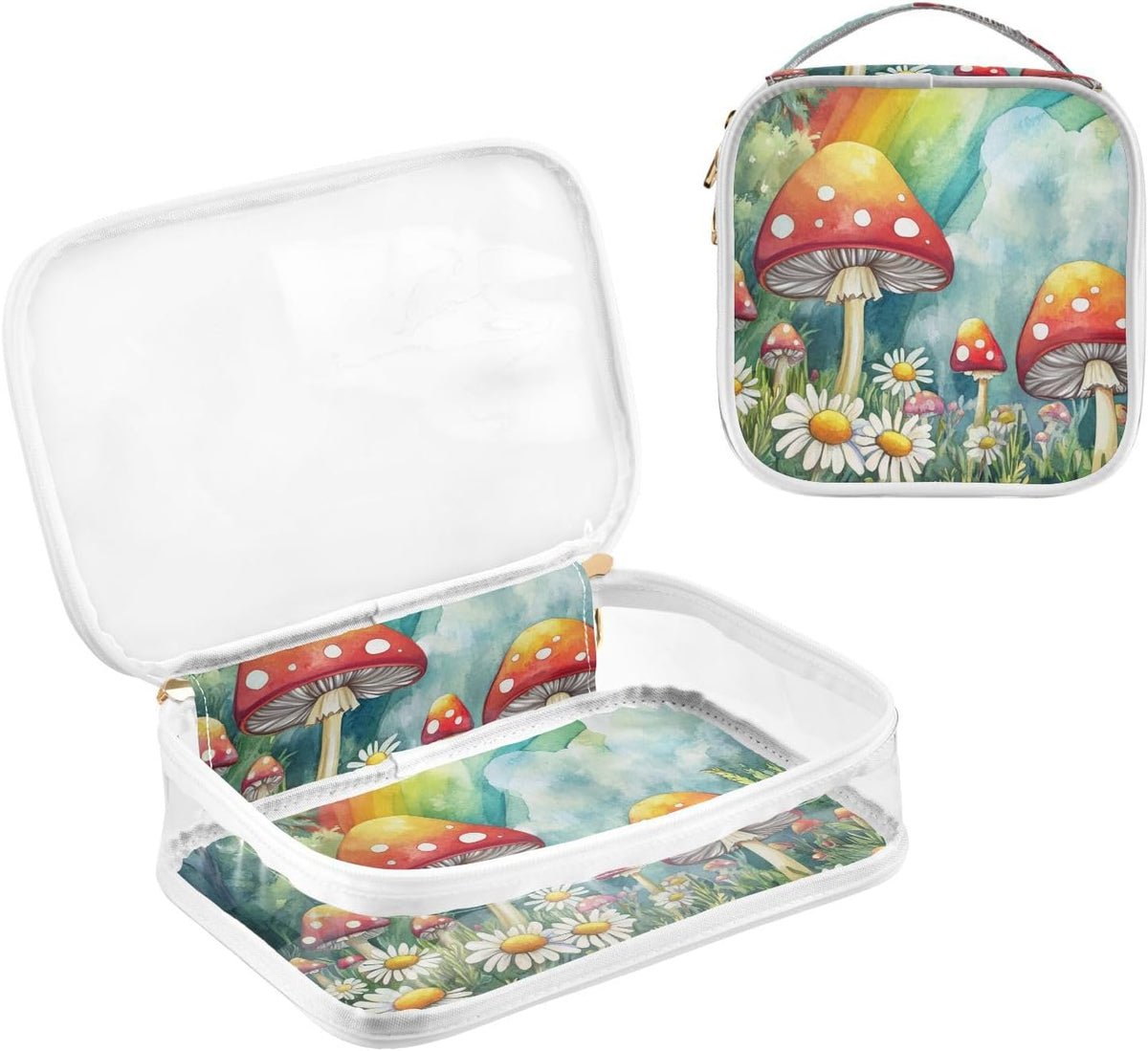 Clear Makeup Bag Approved Clear Travel Toiletry Bag with Zipper Waterproof Organizer Bags Transparent Cosmetic Pouch Traveling 2Pack Tile Color - Colors A