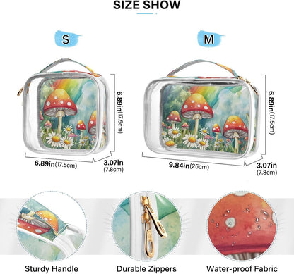 Clear Makeup Bag Approved Clear Travel Toiletry Bag with Zipper Waterproof Organizer Bags Transparent Cosmetic Pouch Traveling 2Pack Tile Color - Colors A