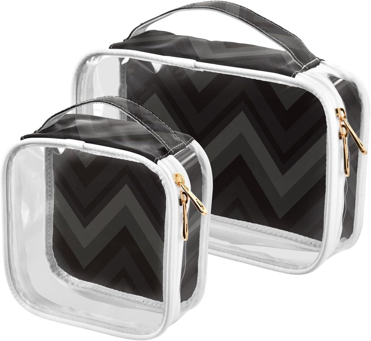 Clear Makeup Bag Approved Clear Travel Toiletry Bag with Zipper Waterproof Organizer Bags Transparent Cosmetic Pouch Traveling 2Pack Tile Color - Colors A